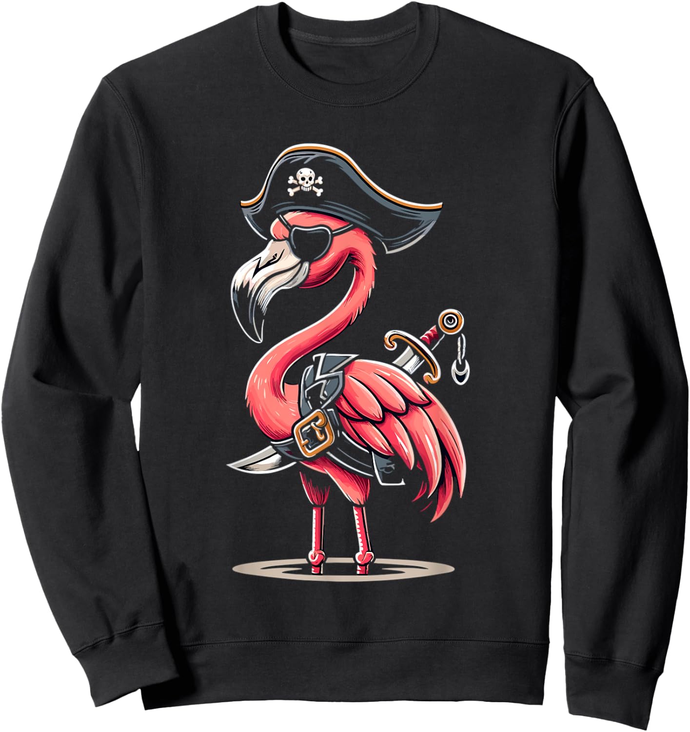 Pirate Flamingo Funny Halloween Party Sweatshirt - Sweatshirt | Black