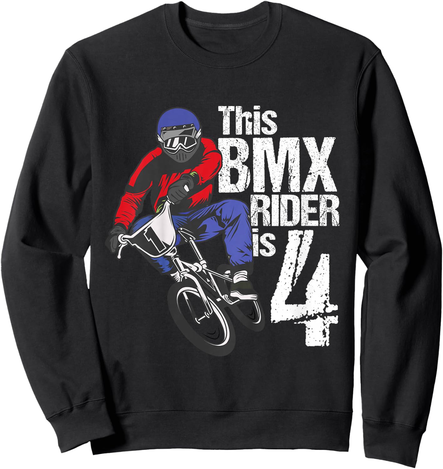 Kids 4 Year Old BMX Birthday Party Boys Dirt Bike Biking 4th Gift Sweatshirt - Sweatshirt | Black