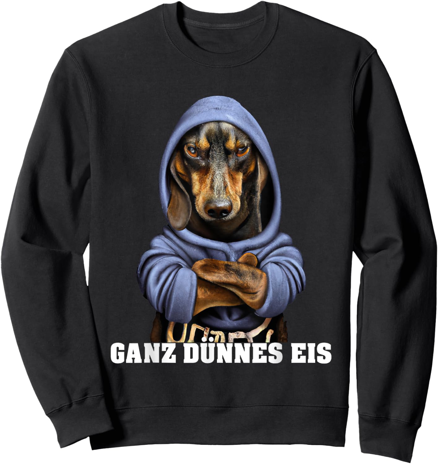 Dachshund with Hoodi or Dog Dachshund Very Thin Ice , black Sweatshirt - Sweatshirt | Black