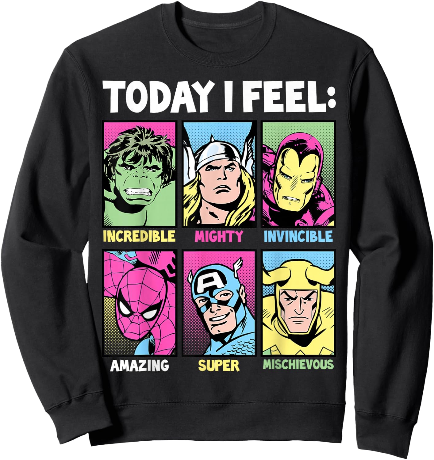 Marvel Avengers Today I Feel Panels Sweatshirt - Sweatshirt | Black