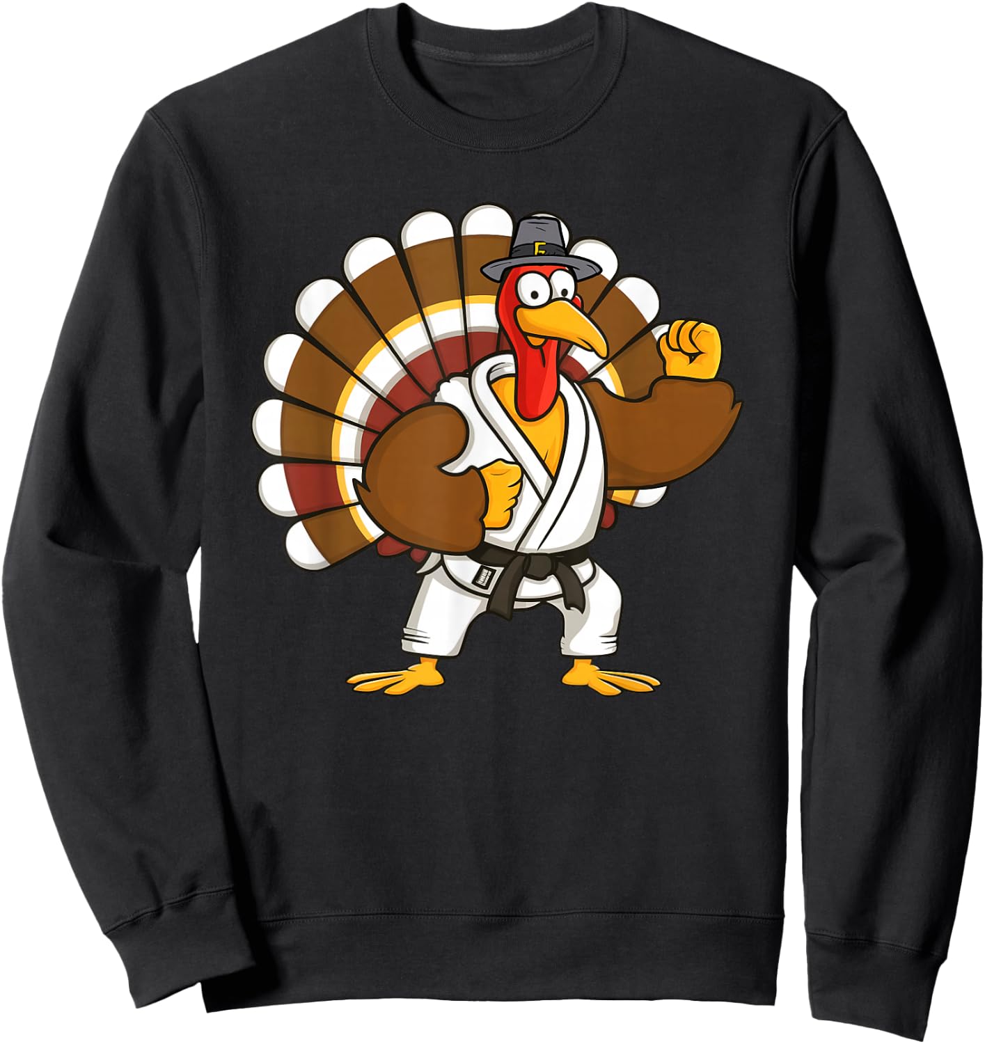 Turkey With Jiu Jitsu Thankful Thanksgiving Jiu Jitsu Lover Sweatshirt - Sweatshirt | Black