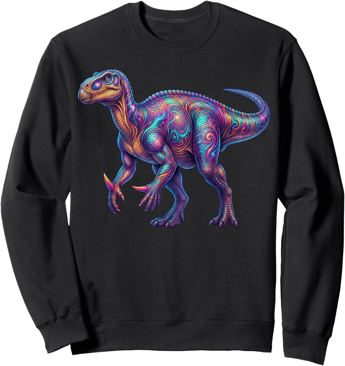 Iguanodon Dinosaur Paleontology Prehistoric Herbivore Sweatshirt - Sweatshirt | Black