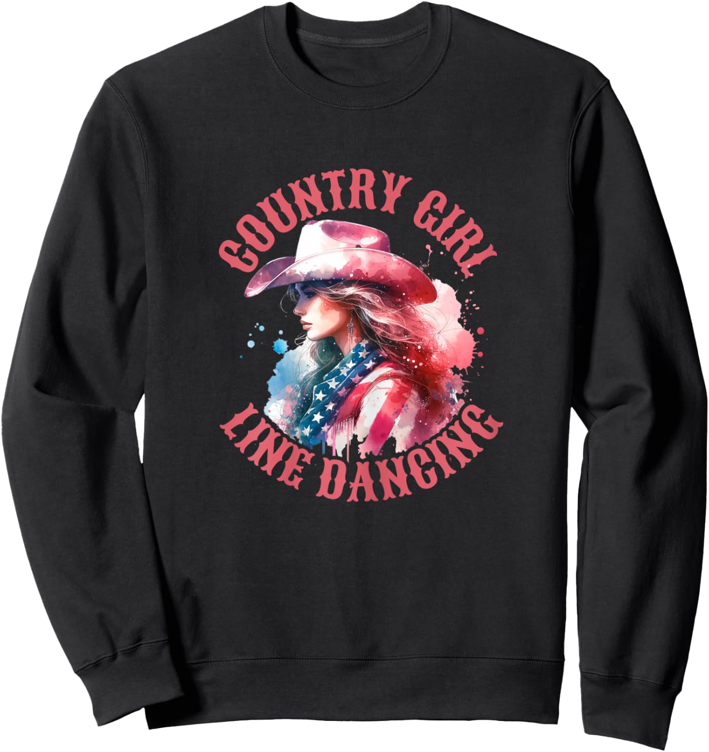 WOMEN - Country Girl Line Dancing - Country Dancer , white, Female X-Small Sweatshirt - Sweatshirt | Black
