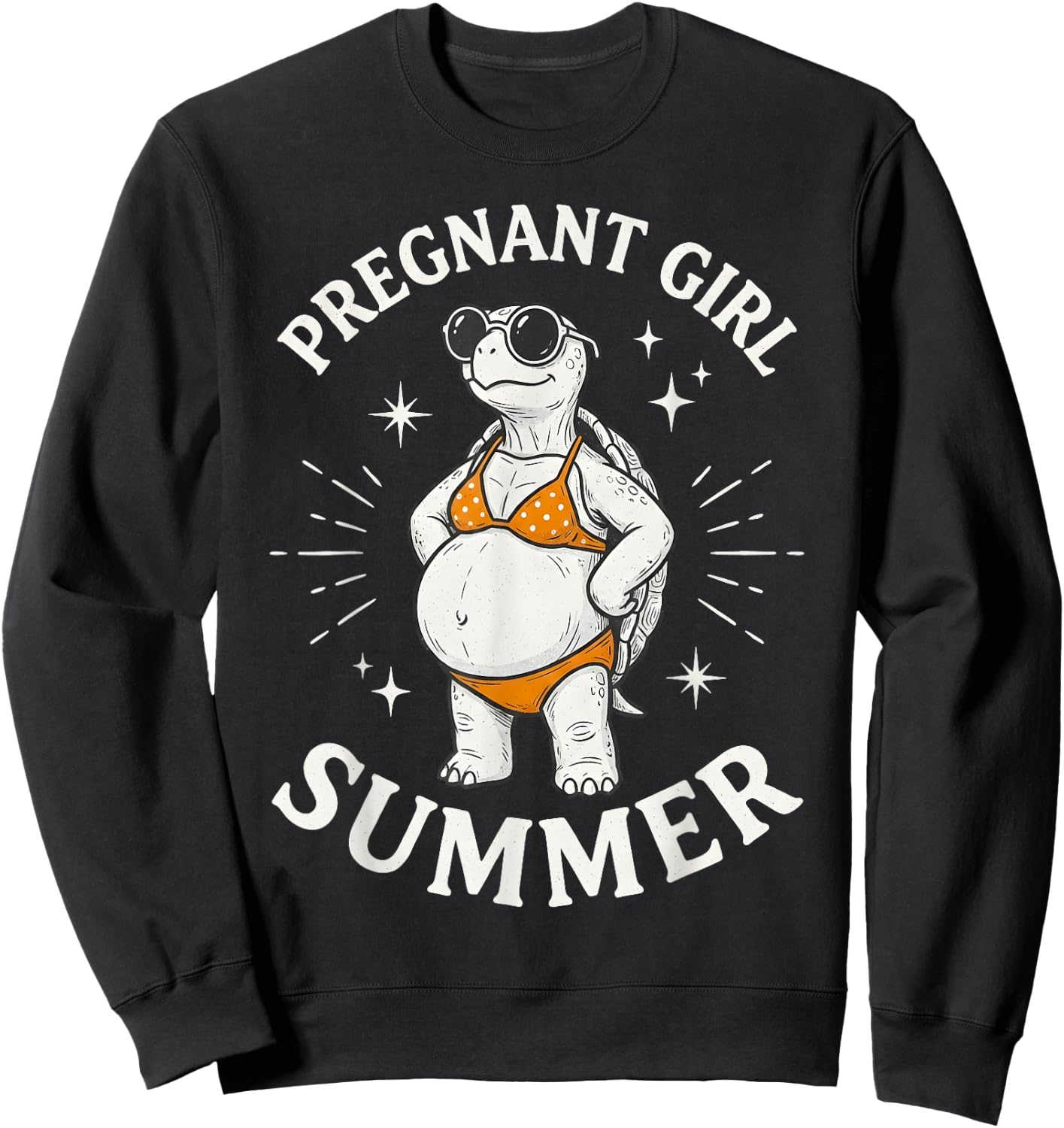 Funny Pregnant Girl Summer Cute Turtle Pregnancy Beach Vibes Sweatshirt - Sweatshirt | Black