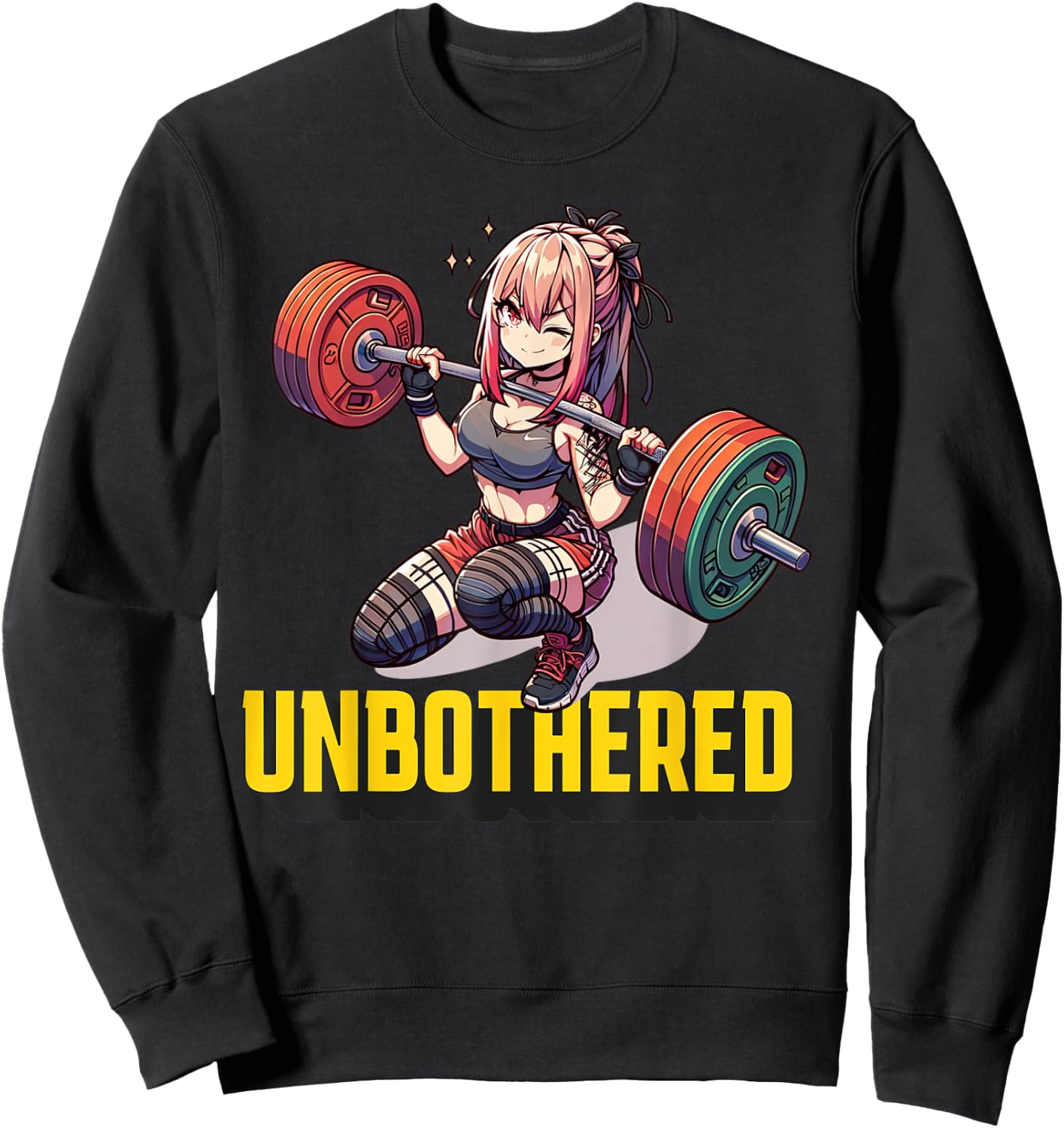 Unbothered Manga Shirt Funny Anime Workout Gym Girl Cool Sweatshirt - Sweatshirt | Black