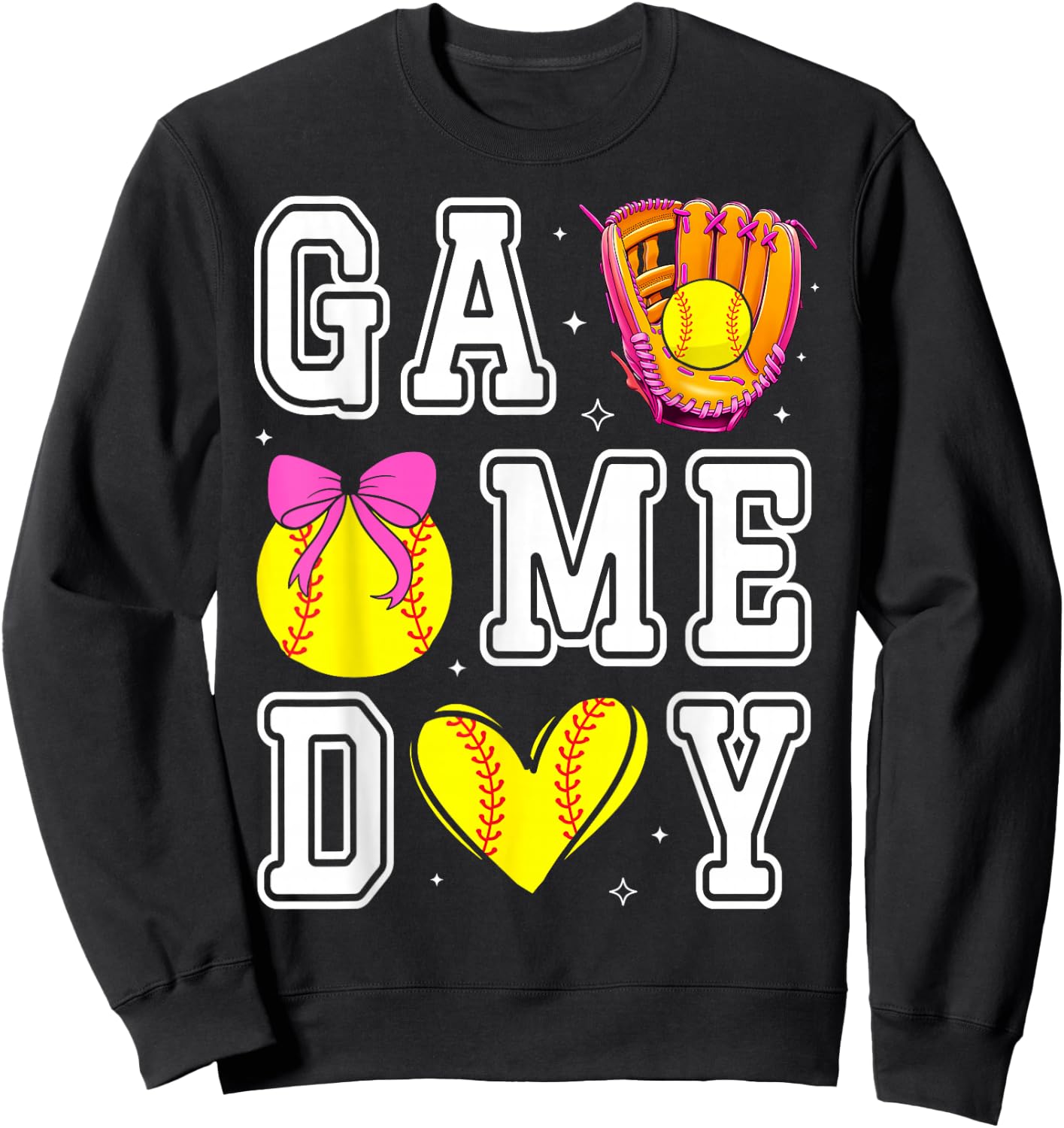 Softball Coquette Bow Softball Mom Game Day Softball Mama Sweatshirt - Sweatshirt | Black