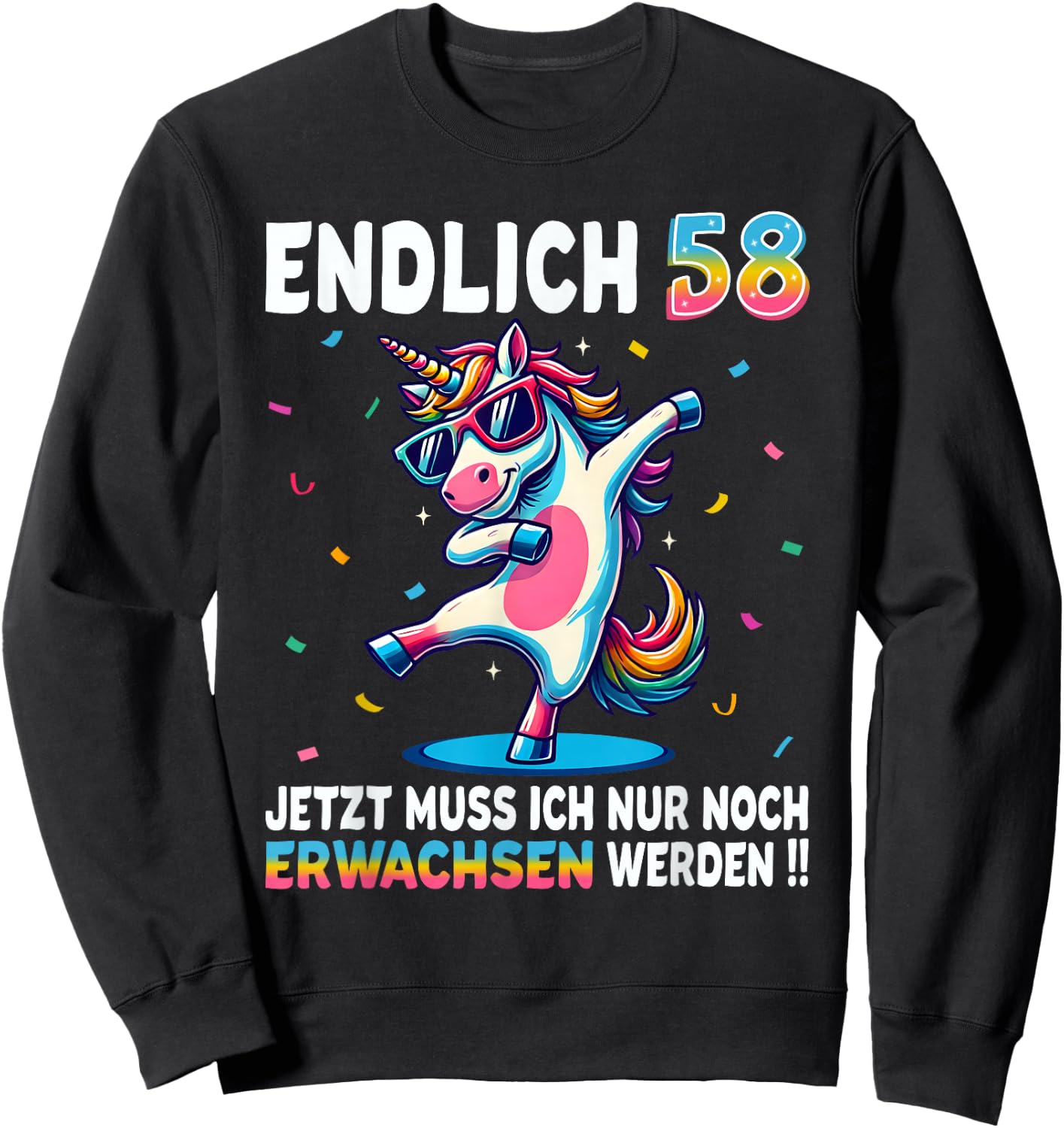 58 Geburtstag Geschenke Frau Mann Party Outfit Einhorn Sweatshirt - Sweatshirt | Black