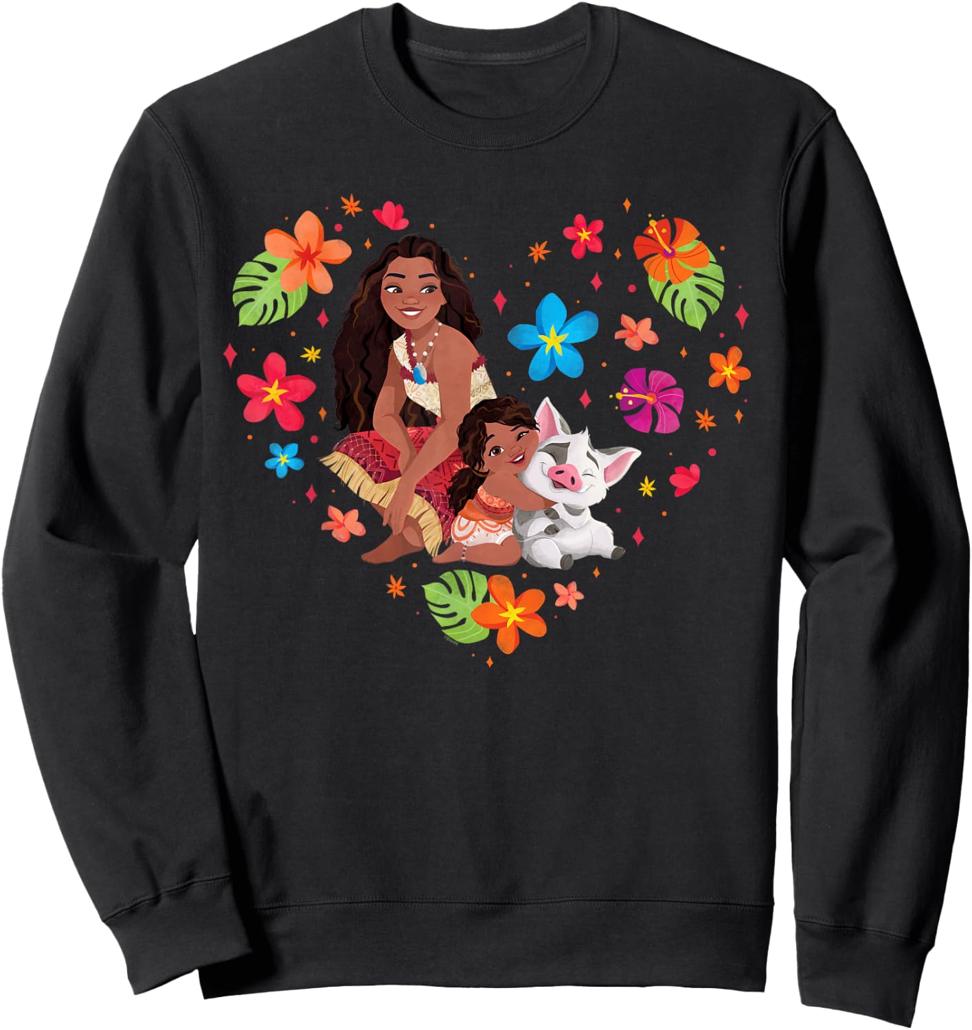 Disney Moana 2 Moana Simea and Pua Tropical Heart Sisters , Blue, S Sweatshirt - Sweatshirt | Black