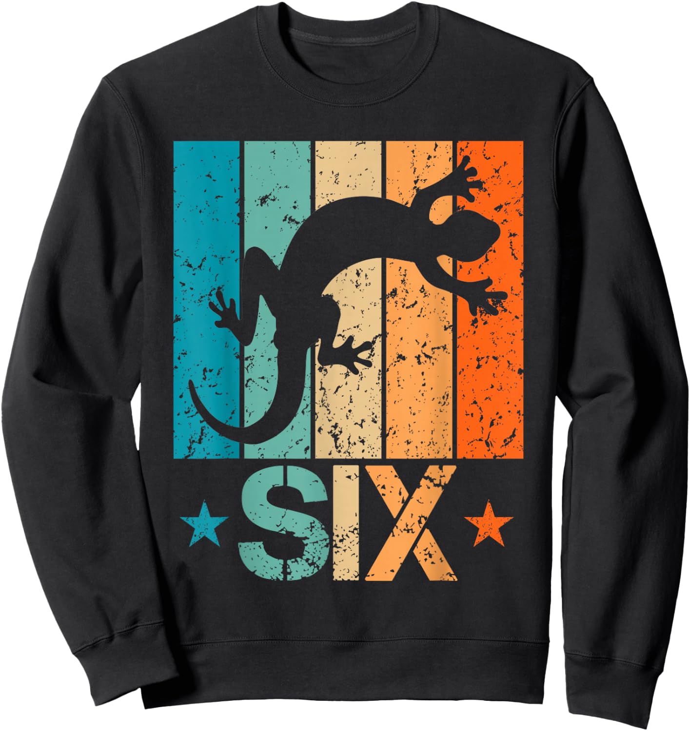 6th Lizard Birthday 6 Year Old 6yr Boy Girl Birthday Reptile Sweatshirt - Sweatshirt | Black