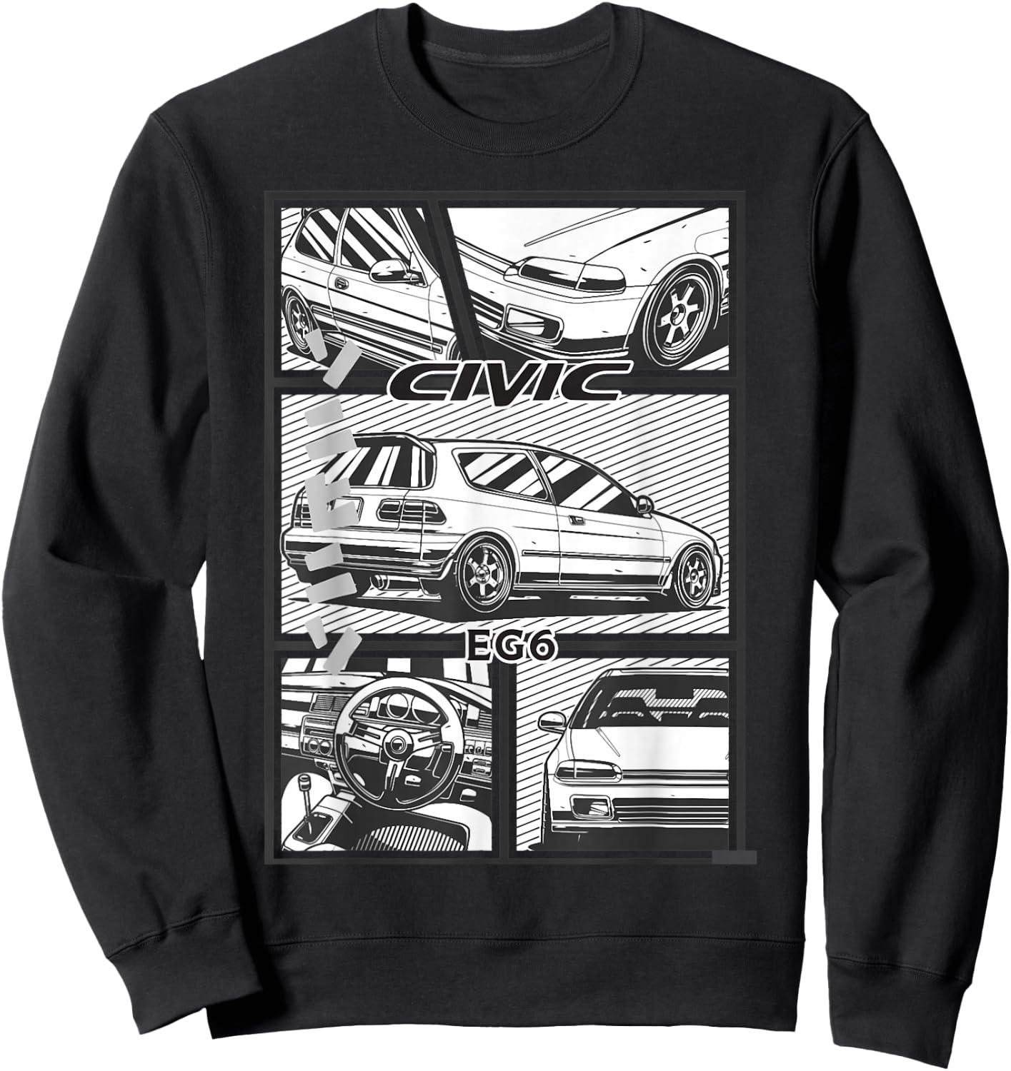 Civic Eg 6 Japanese Car , black Sweatshirt - Sweatshirt | Black