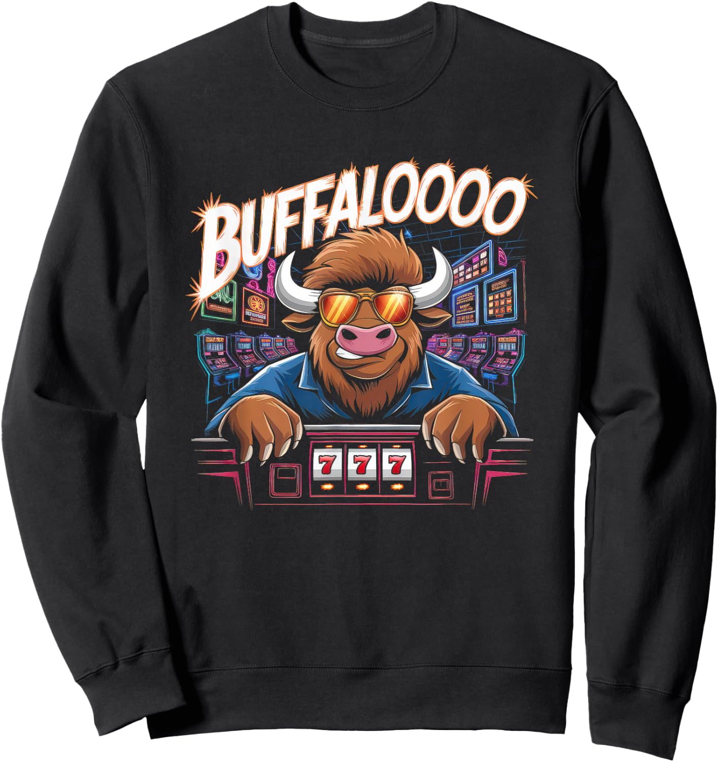Lucky Buffalo Casino Slot Machine Gambling Gift Gambler Sweatshirt - Sweatshirt | Black