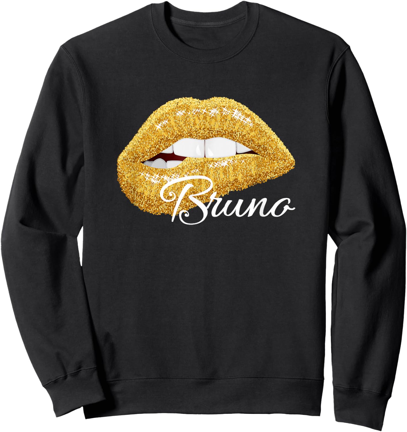 Cute Bruno Lover Golden Lips - Man Women Sweatshirt - Sweatshirt | Black