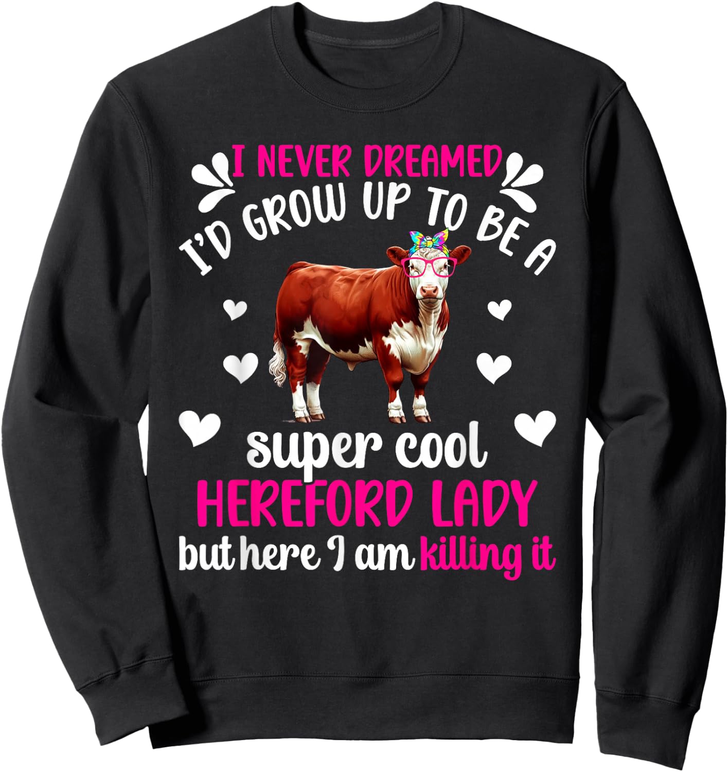 Hereford Lady Hereford Cow Lover Hereford Cow Mom Sweatshirt - Sweatshirt | Black