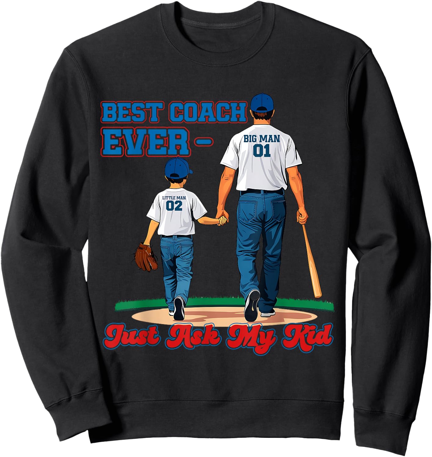 Best Coach Ever Fathers Day Baseball Dad Papa Sports Lover Sweatshirt - Sweatshirt | Black