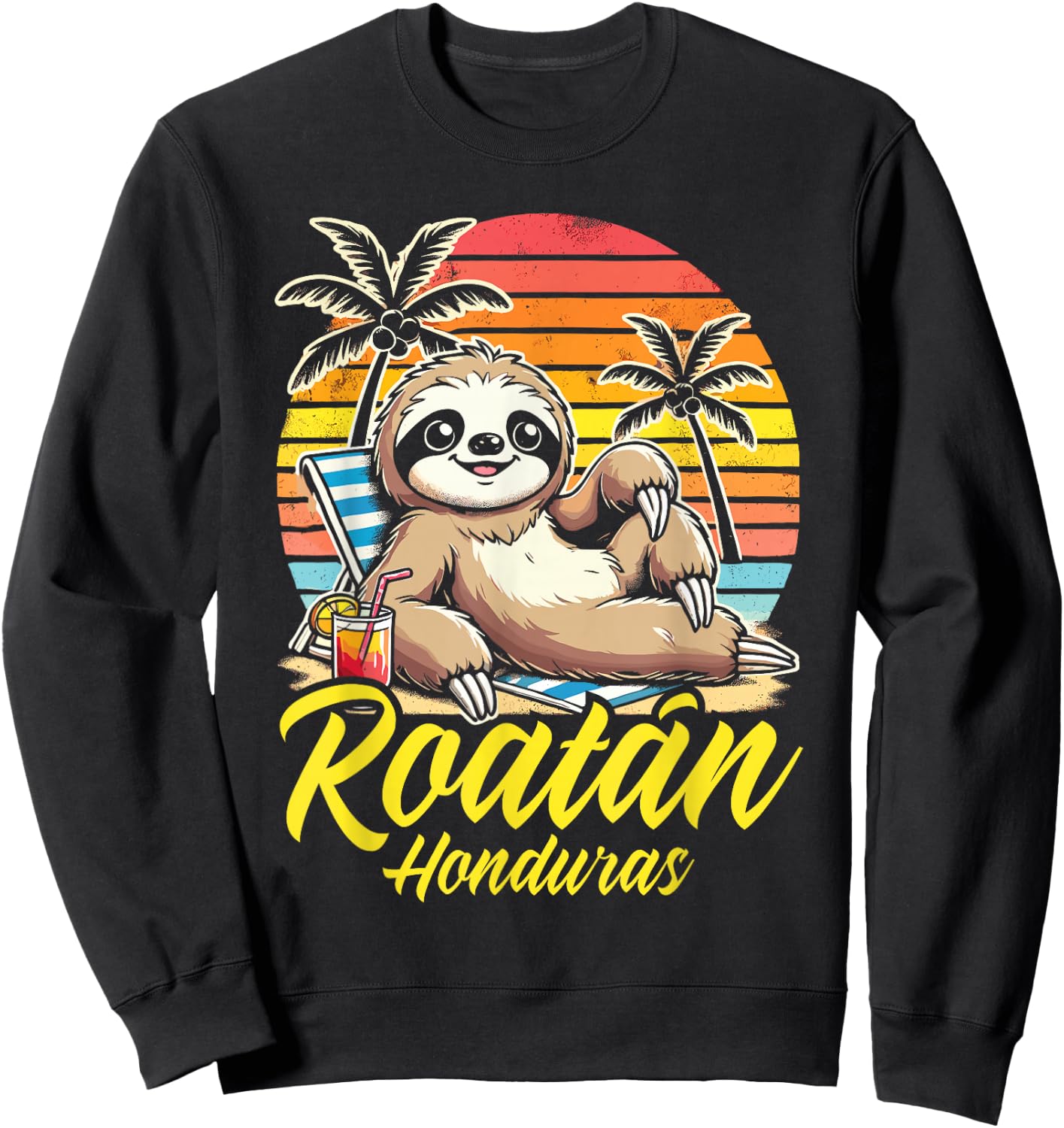 Roatan Sloth, Roatan Honduras Sloth, Roatan Sweatshirt - Sweatshirt | Black