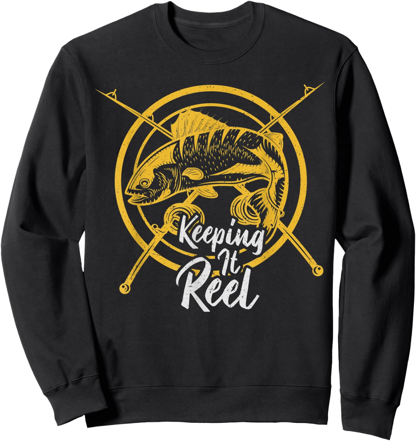Vintage Retro Keeping It Reel Fishing Sweatshirt - Sweatshirt | Black