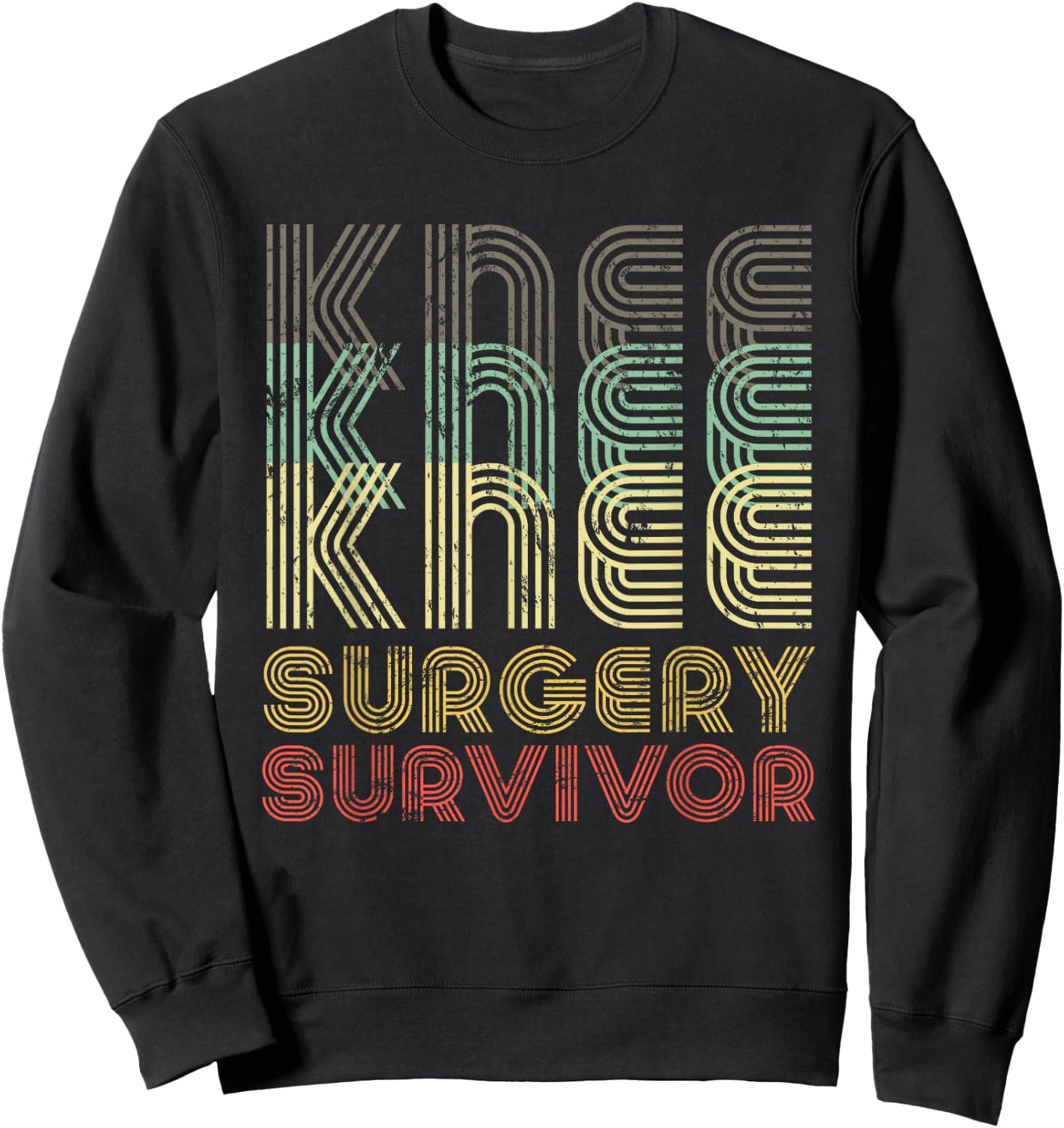 Retro Knee Surgery Survivor Shirt Hospital Get Well Gift Sweatshirt - Sweatshirt | Black
