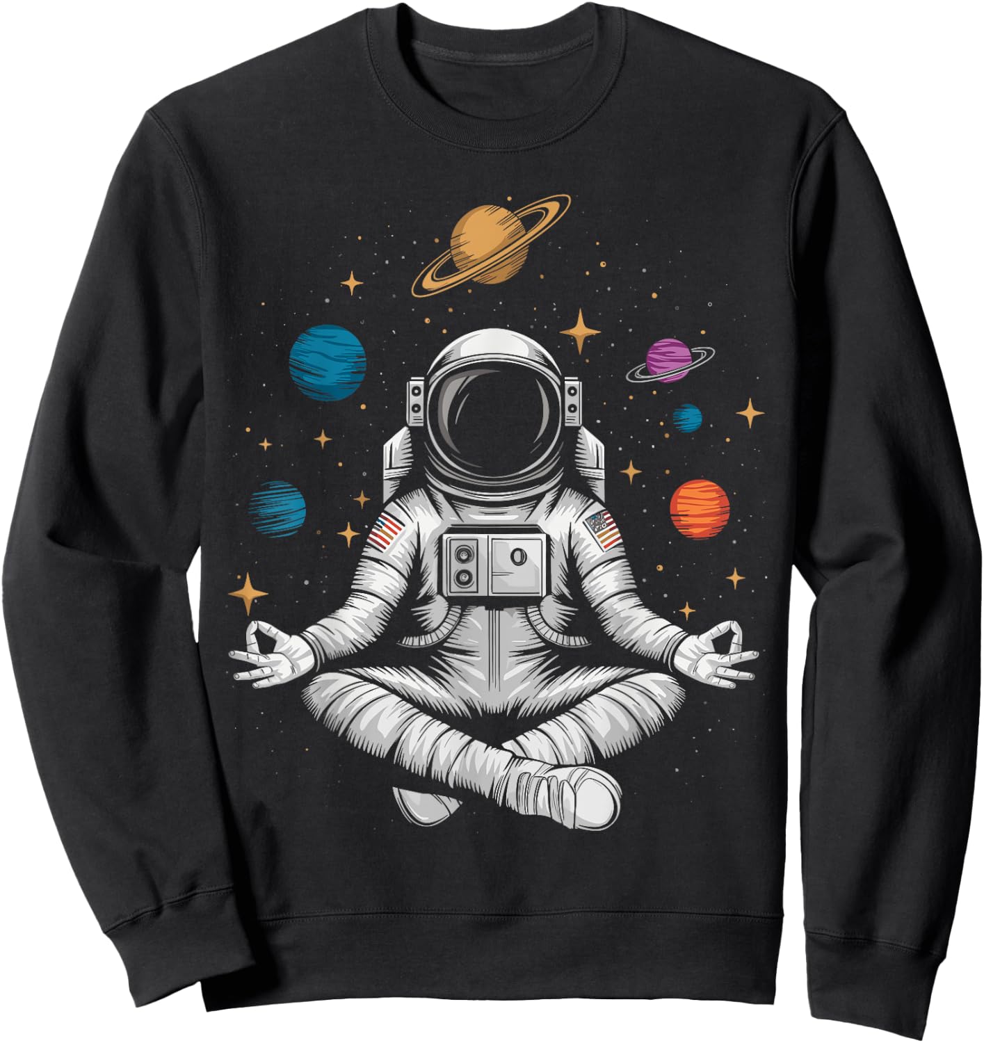 Yoga Astronaut Meditation Space Sweatshirt - Sweatshirt | Black