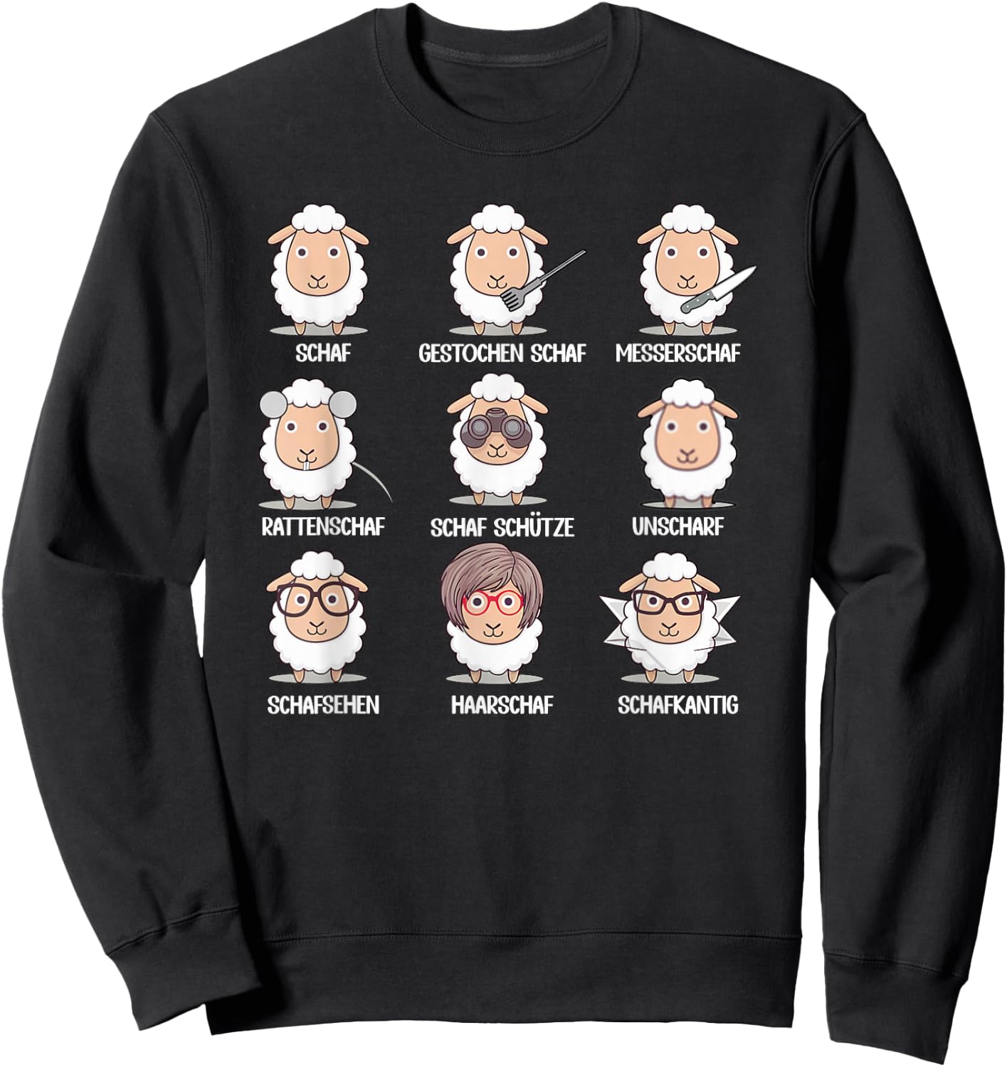 Funny Unsheep Word Game Funny Sheep & Sheep Herd , black Sweatshirt - Sweatshirt | Black
