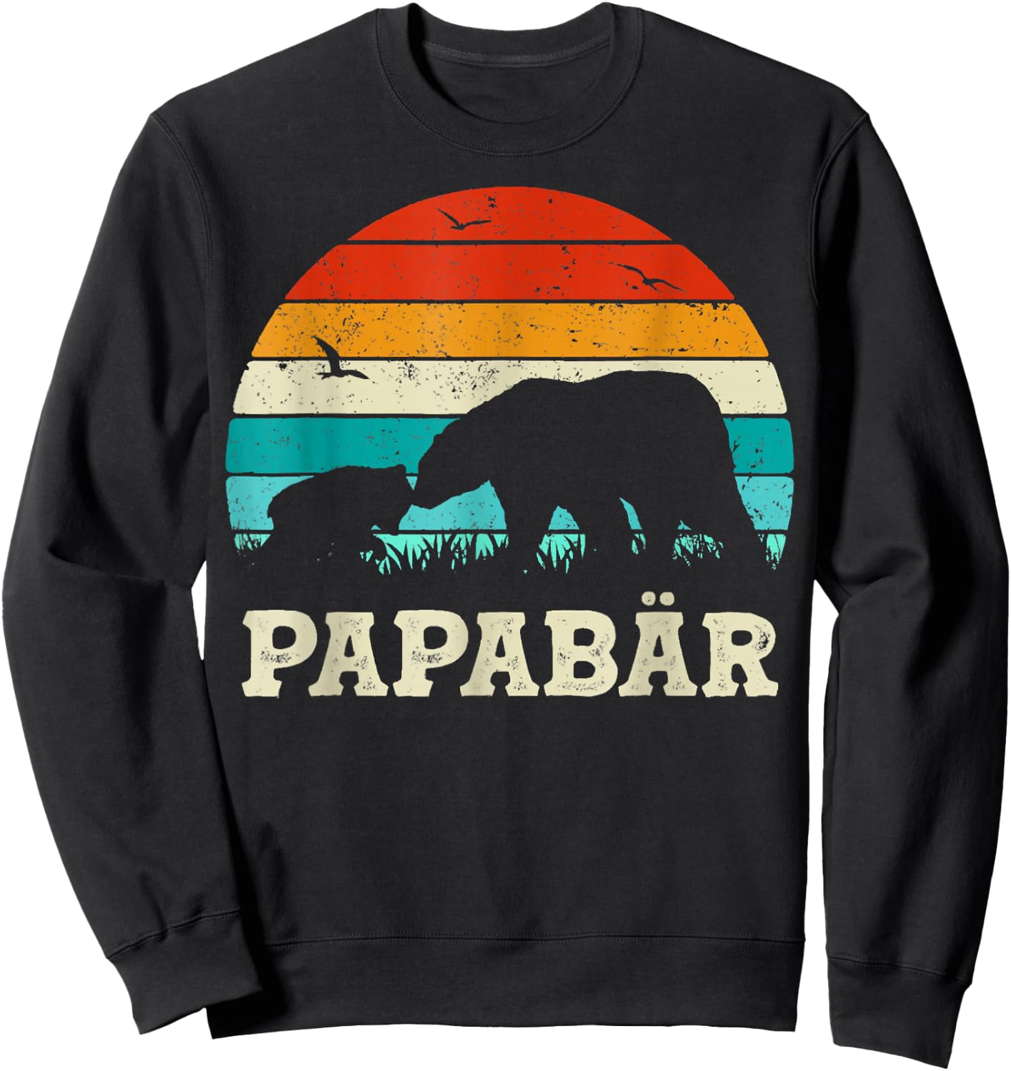 Herren Retro Vater Baby Sohn Tochter Bär Papa Vatertag Sweatshirt - Sweatshirt | Black