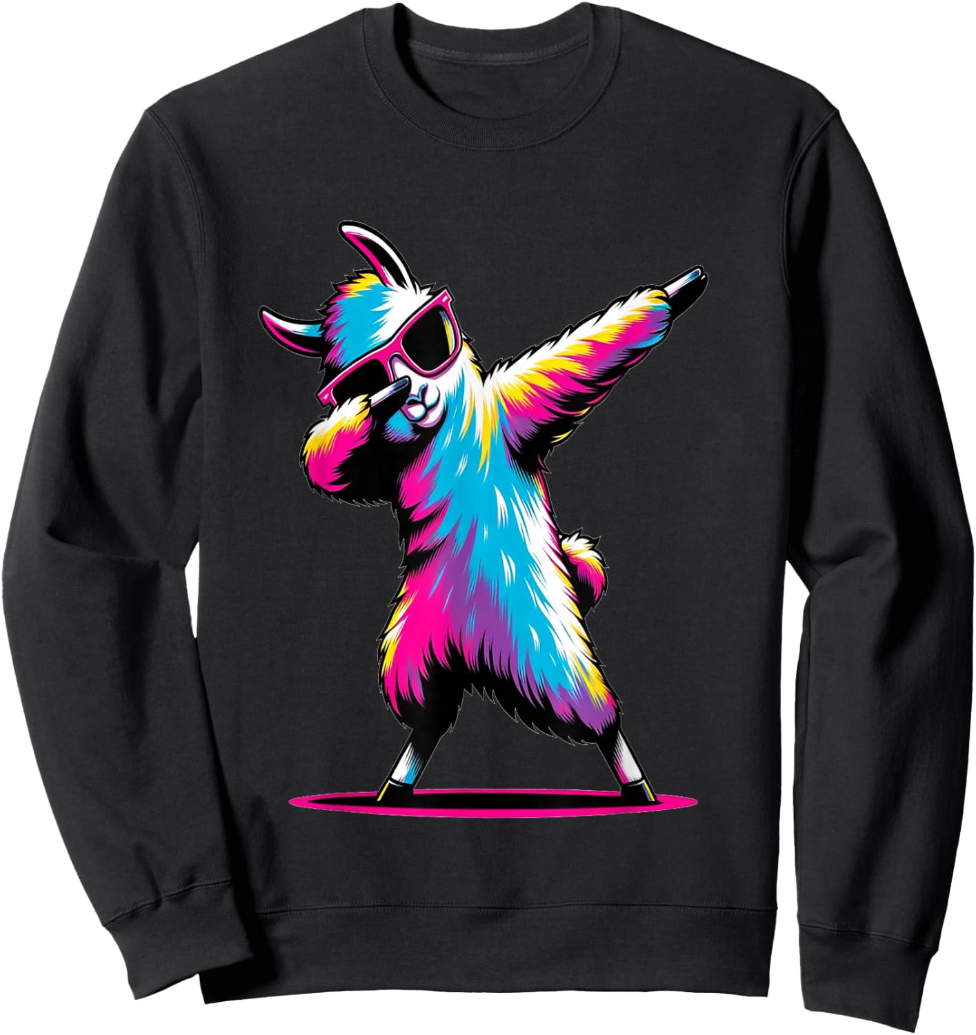Dabbing Llama with sunglasses Dancing Dab Llama motif Sweatshirt - Sweatshirt | Black