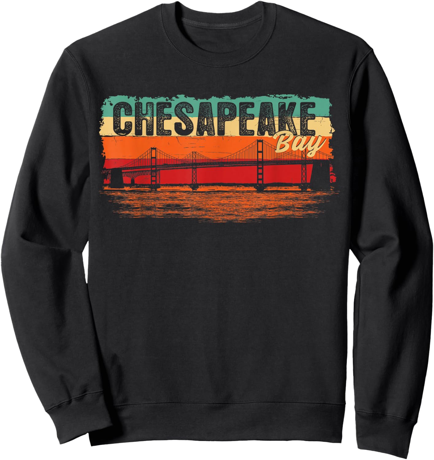 Retro Vintage Sunset Chesapeake Bay Sweatshirt - Sweatshirt | Black