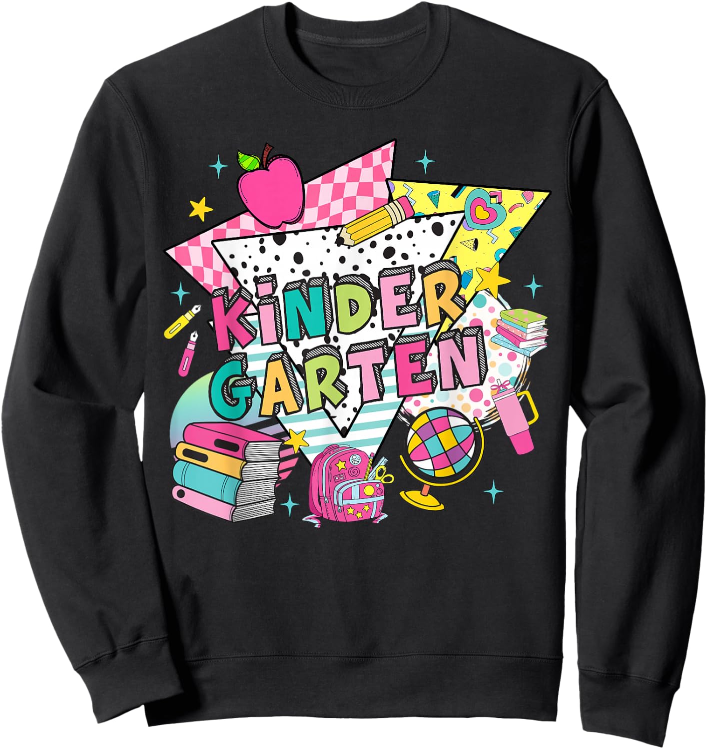 Kindergarten Teachers Students Retro 90s Back To School Sweatshirt - Sweatshirt | Black
