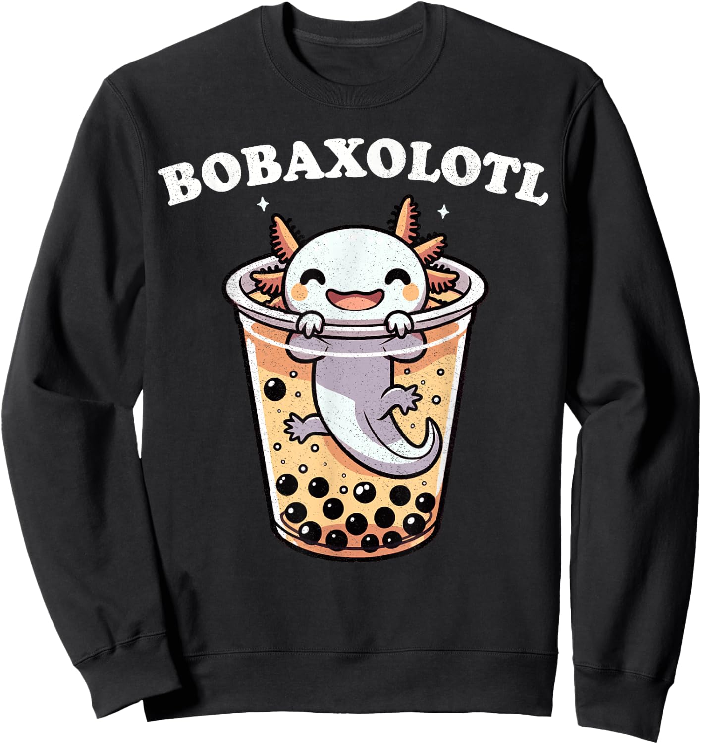 Axolotl Boba Tea Bubble Tea Milk Tea Anime Axolotl Funny Sweatshirt - Sweatshirt | Black