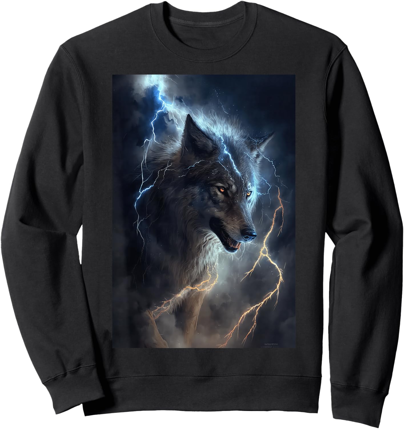 Wolf Lightning Thunder Wolf Lover Sweatshirt - Sweatshirt | Black