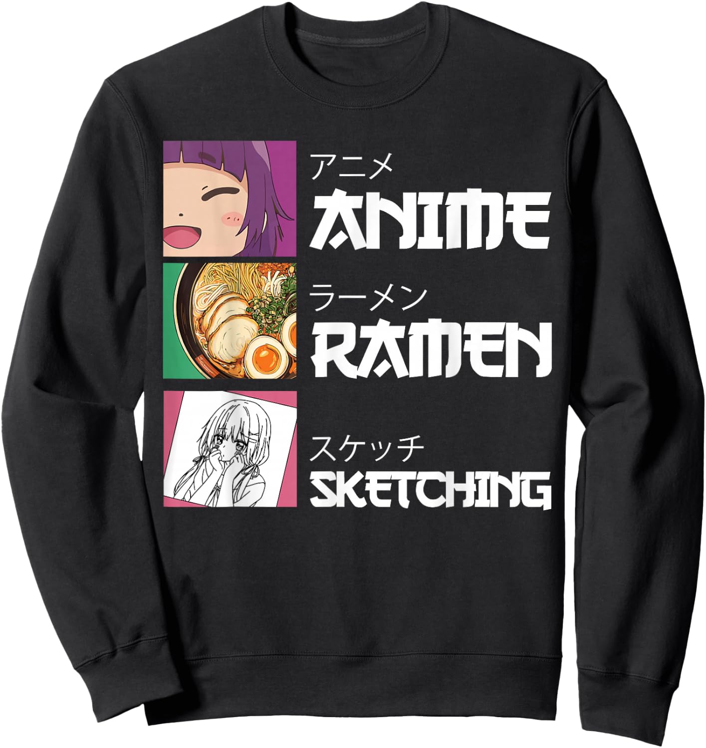 Anime Ramen Sketching Japanese Otaku Sweatshirt - Sweatshirt | Black