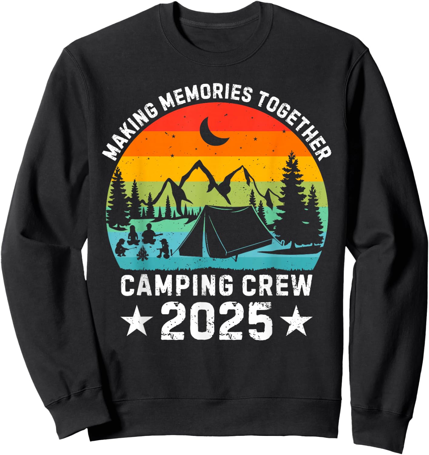 Family Camping Crew 2025 Outdoor Camper Group Matching Sweatshirt - Sweatshirt | Black