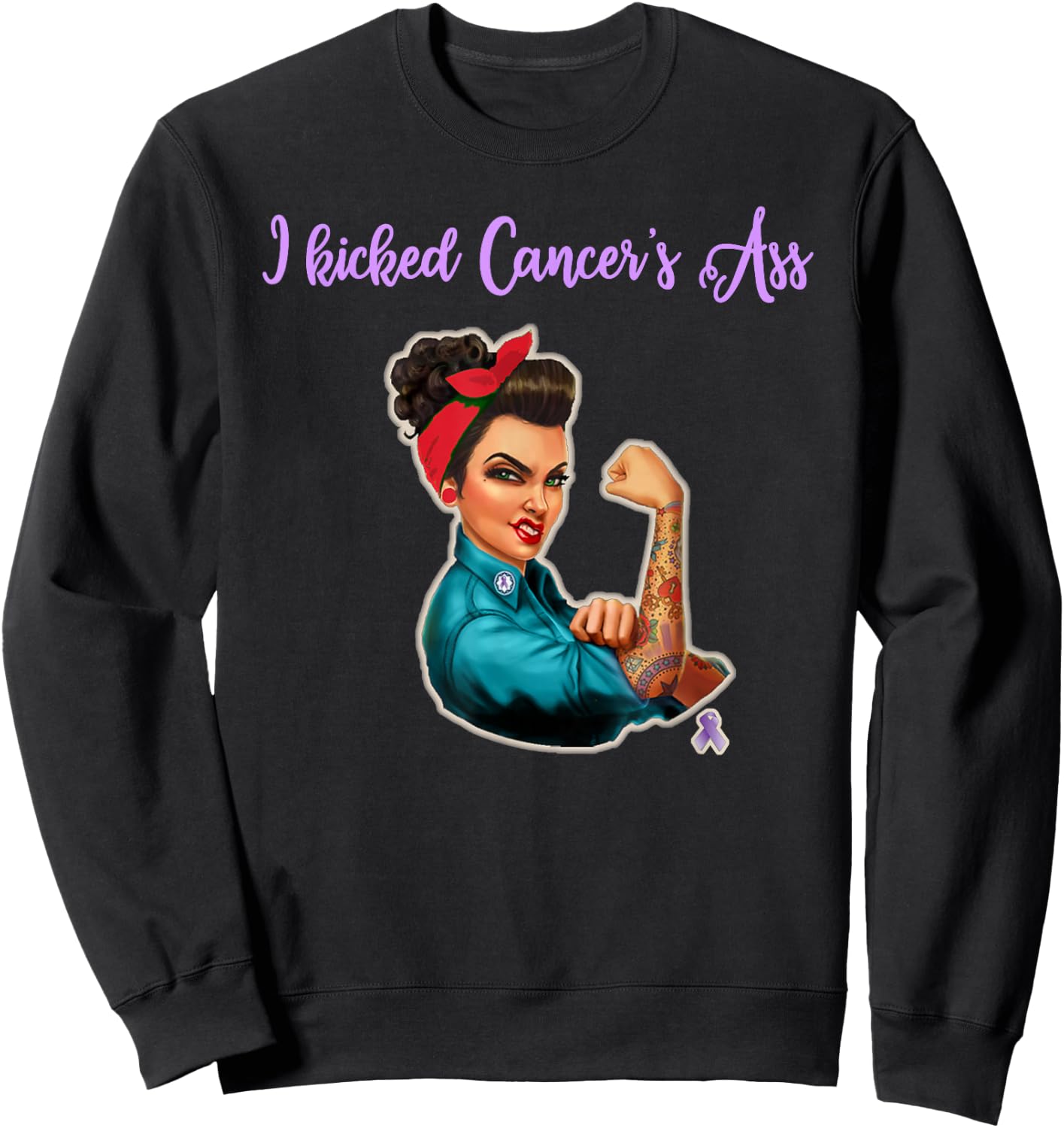 I Kicked Cancers Ass Cancer Survivors Sweatshirt - Sweatshirt | Black