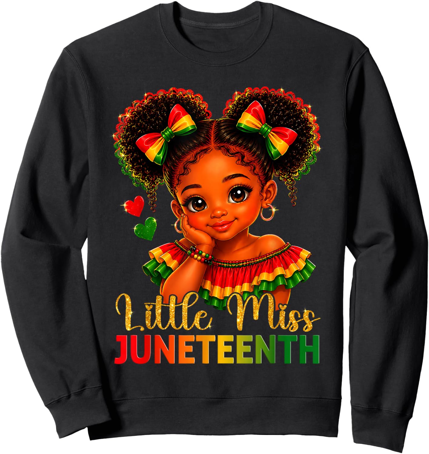Little Miss Juneteenth Freedom Black Girl African American Sweatshirt - Sweatshirt | Black