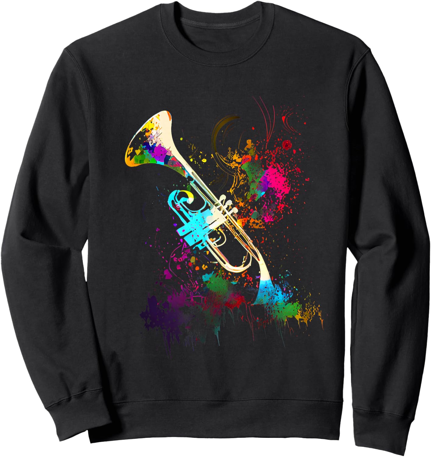 Trompete Spieler Musiker Geschenke & Designs - Erwachsene - Trompete - Black, Multicolored - S - Kurzarm - Crew-Kragen - Klassisch - Casual - Small - US - Regulär Sweatshirt - Sweatshirt | Black