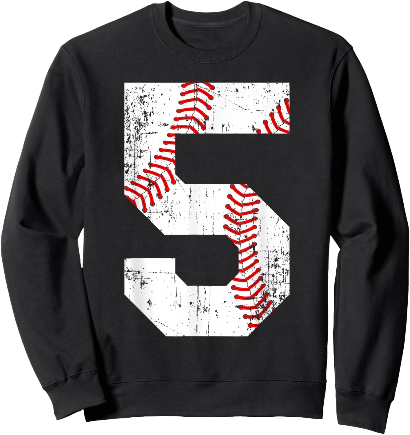Vintage Baseball 5 Jersey Number Sweatshirt - Sweatshirt | Black