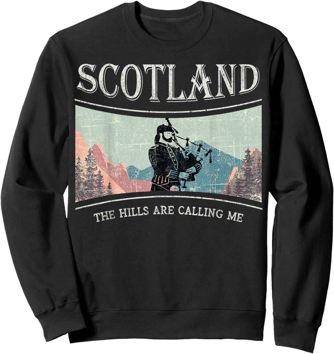 Scotland wilderness Scottish Highlands bagpipes mountains Sweatshirt - Sweatshirt | Black