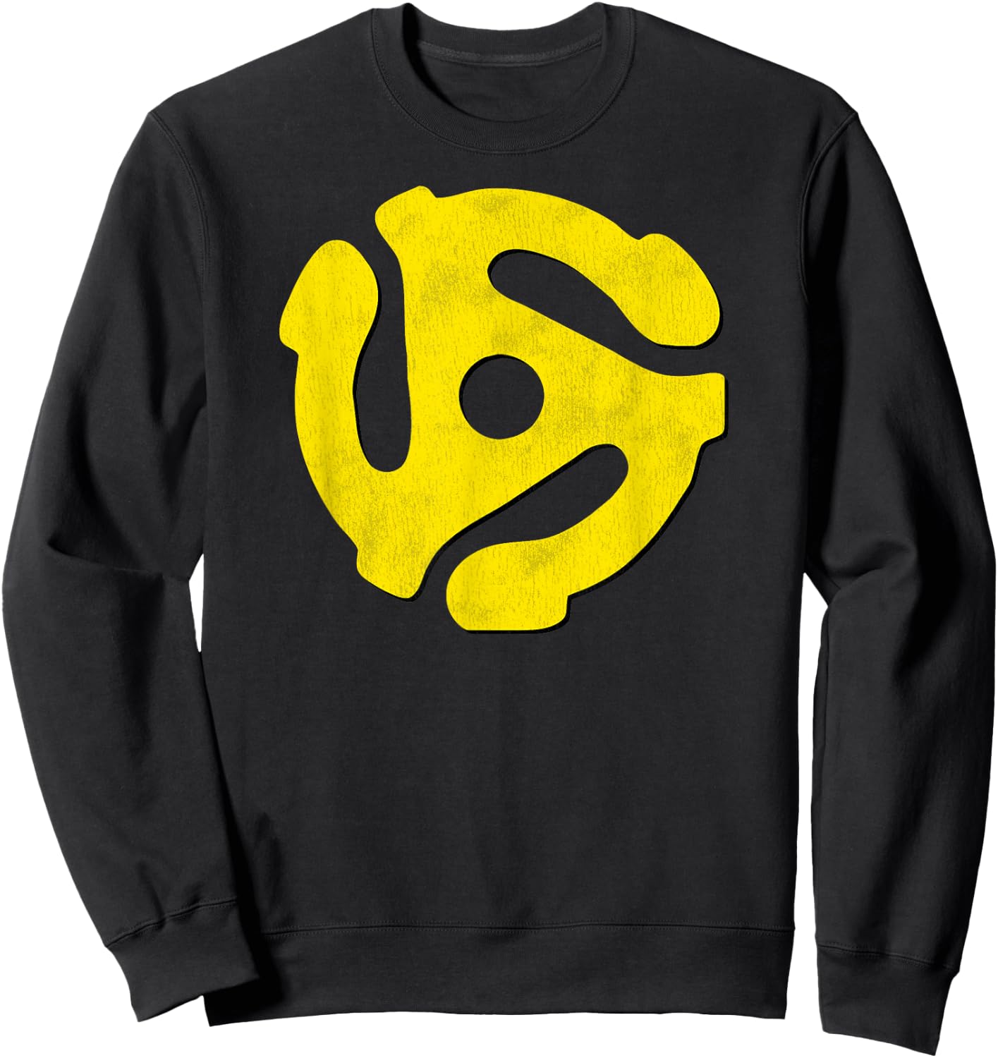 Music Geek, Retro 45 rpm Yellow Record Adaptor Vinyl Lovers Sweatshirt - Sweatshirt | Black