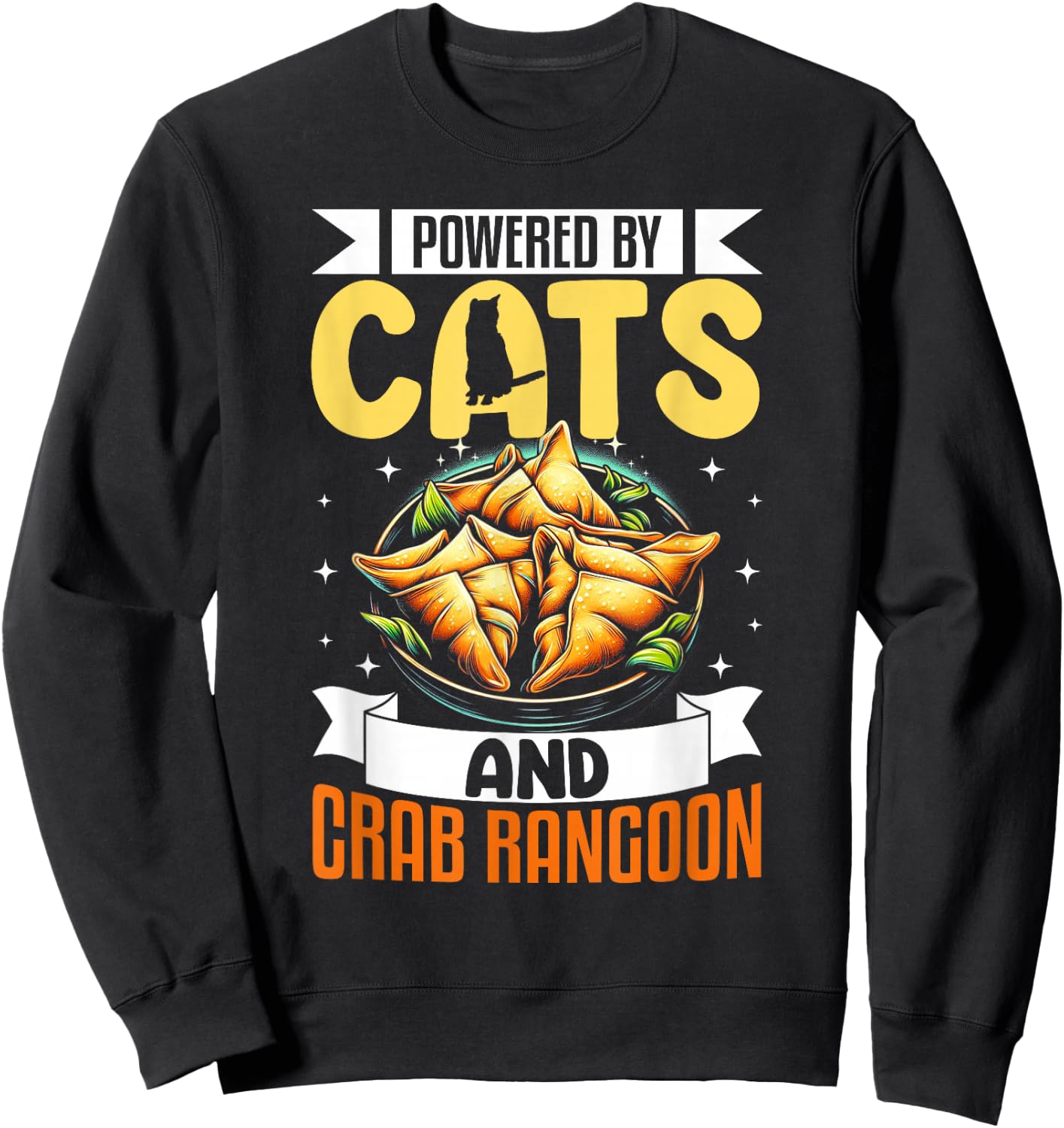 Crab Rangoon Shirt Funny Cat Lover Seafood Crab Rangoon Sweatshirt - Sweatshirt | Black