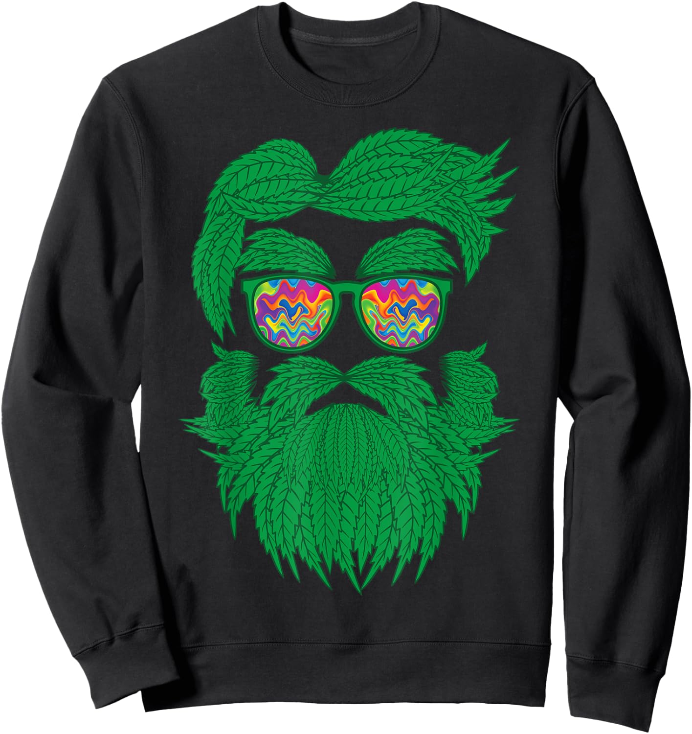 Weed Beard Sunglasses 420 Cannabis Marijuana Stoner Gift Sweatshirt - Sweatshirt | Black