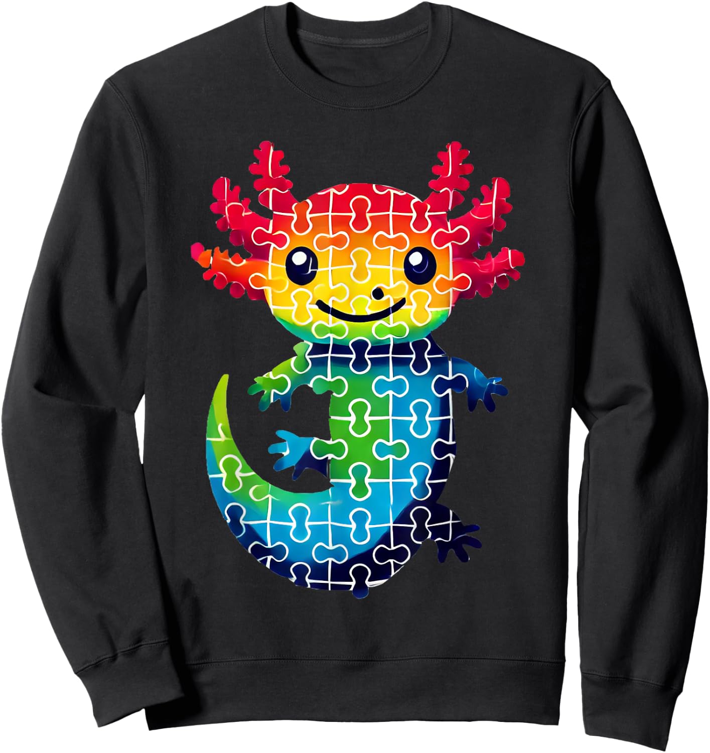 Jigsaw Puzzle Axolotl Cute Axolotls Sweatshirt - Sweatshirt | Black