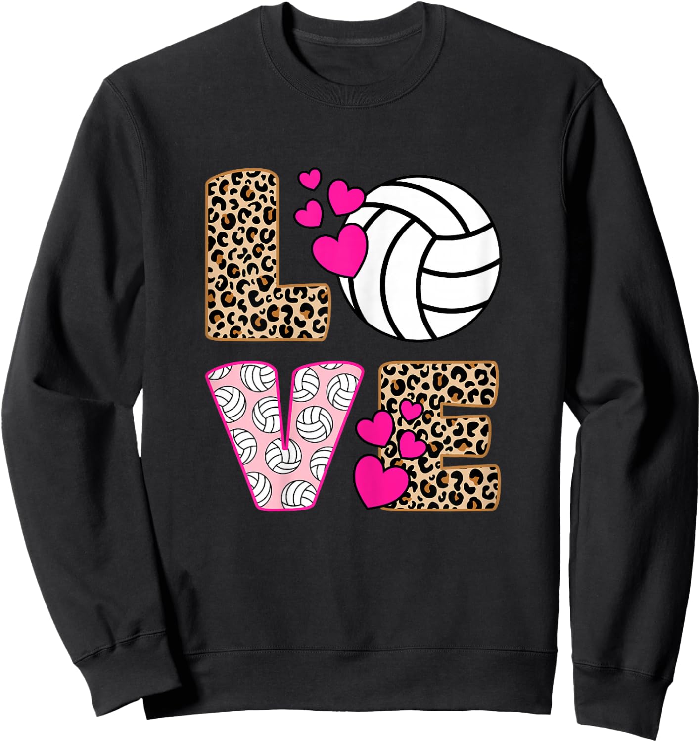 Love Volleyball Women Girls Volleyball Player , black Sweatshirt - Sweatshirt | Black