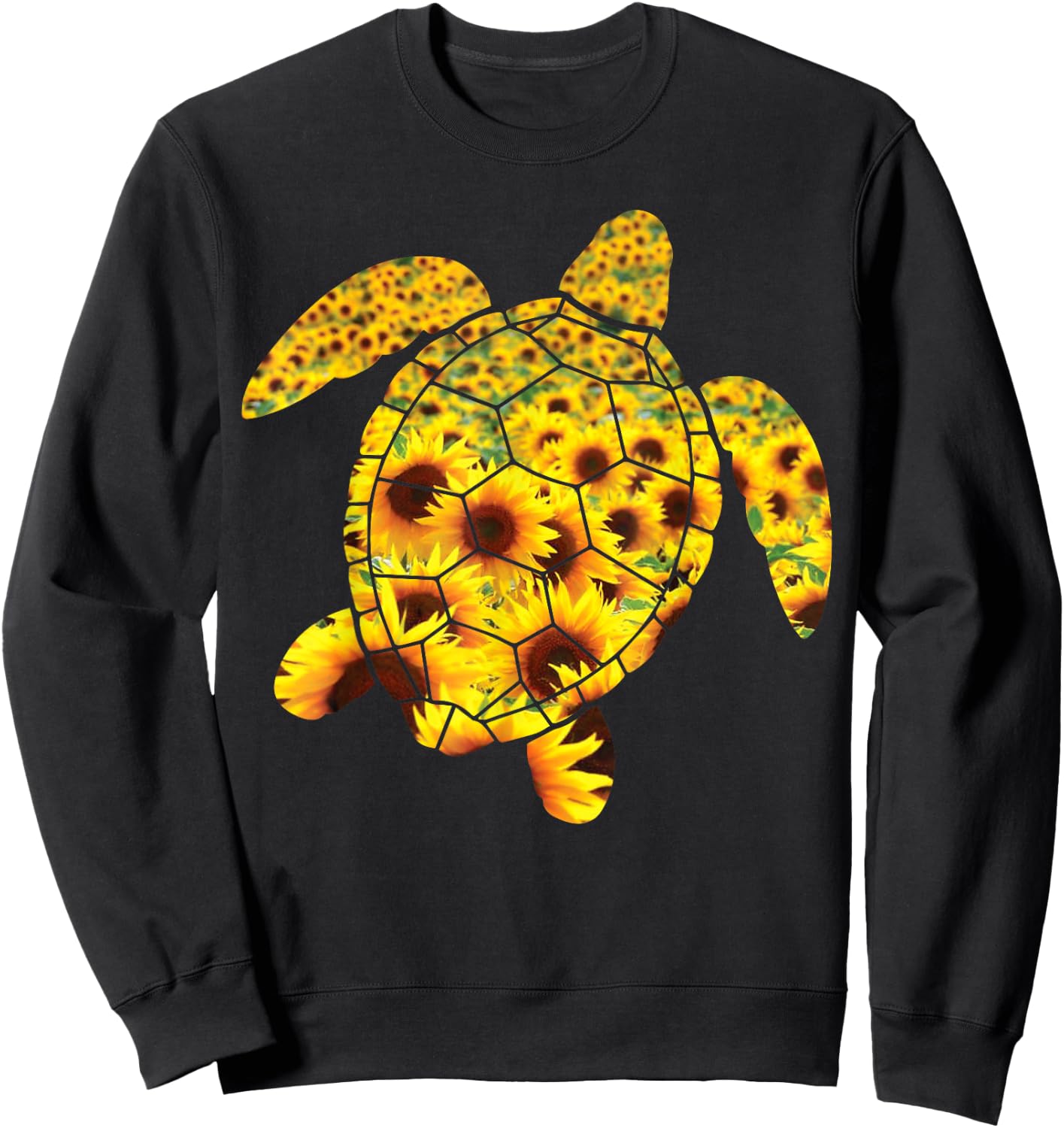 Sunflower Sea Turtle Family Members Beautiful Flower Summer Men Women Kids Sweatshirt - Sweatshirt | Black