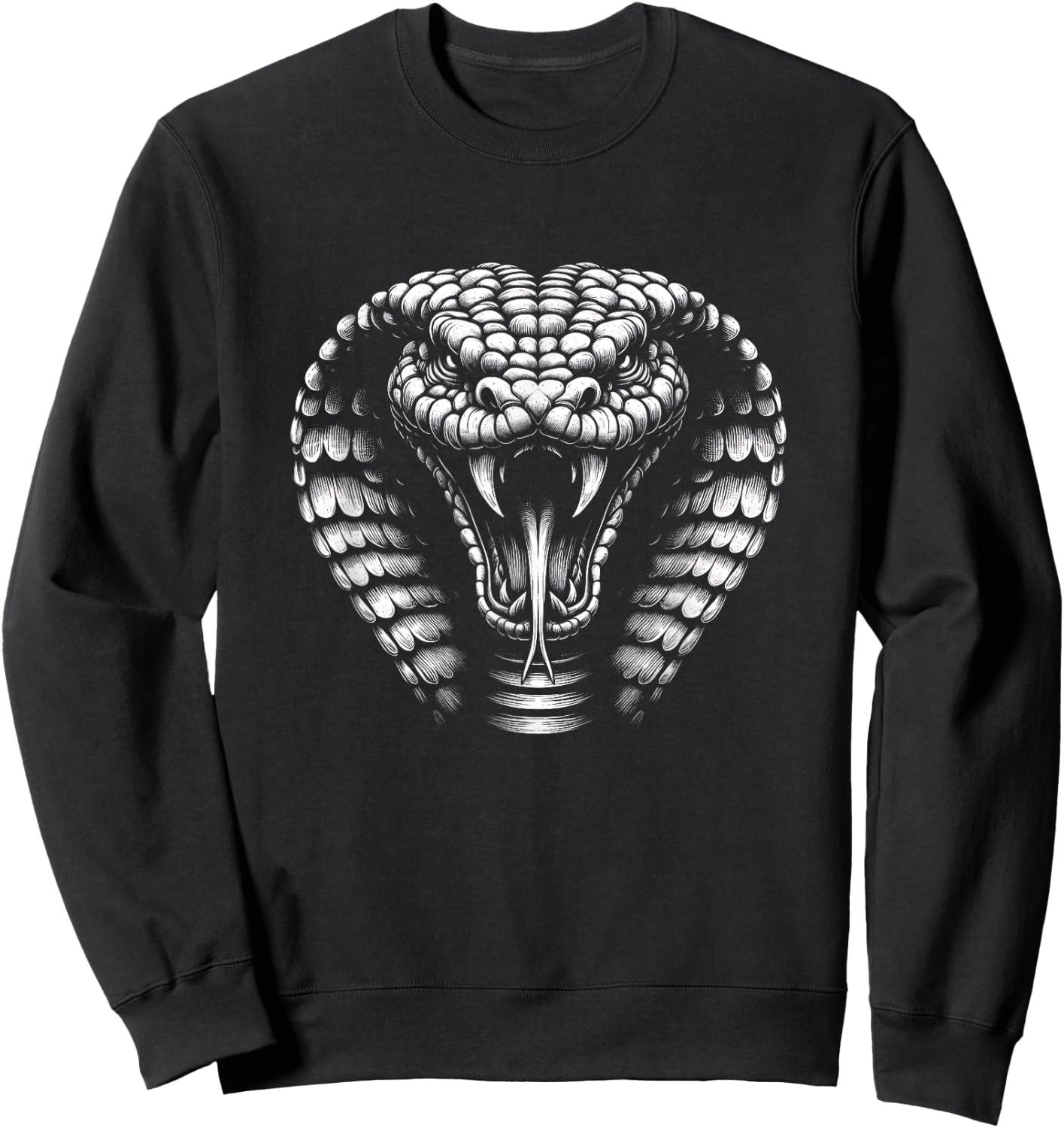Cobra Snake Face Graphic Art Design Sweatshirt - Sweatshirt | Black