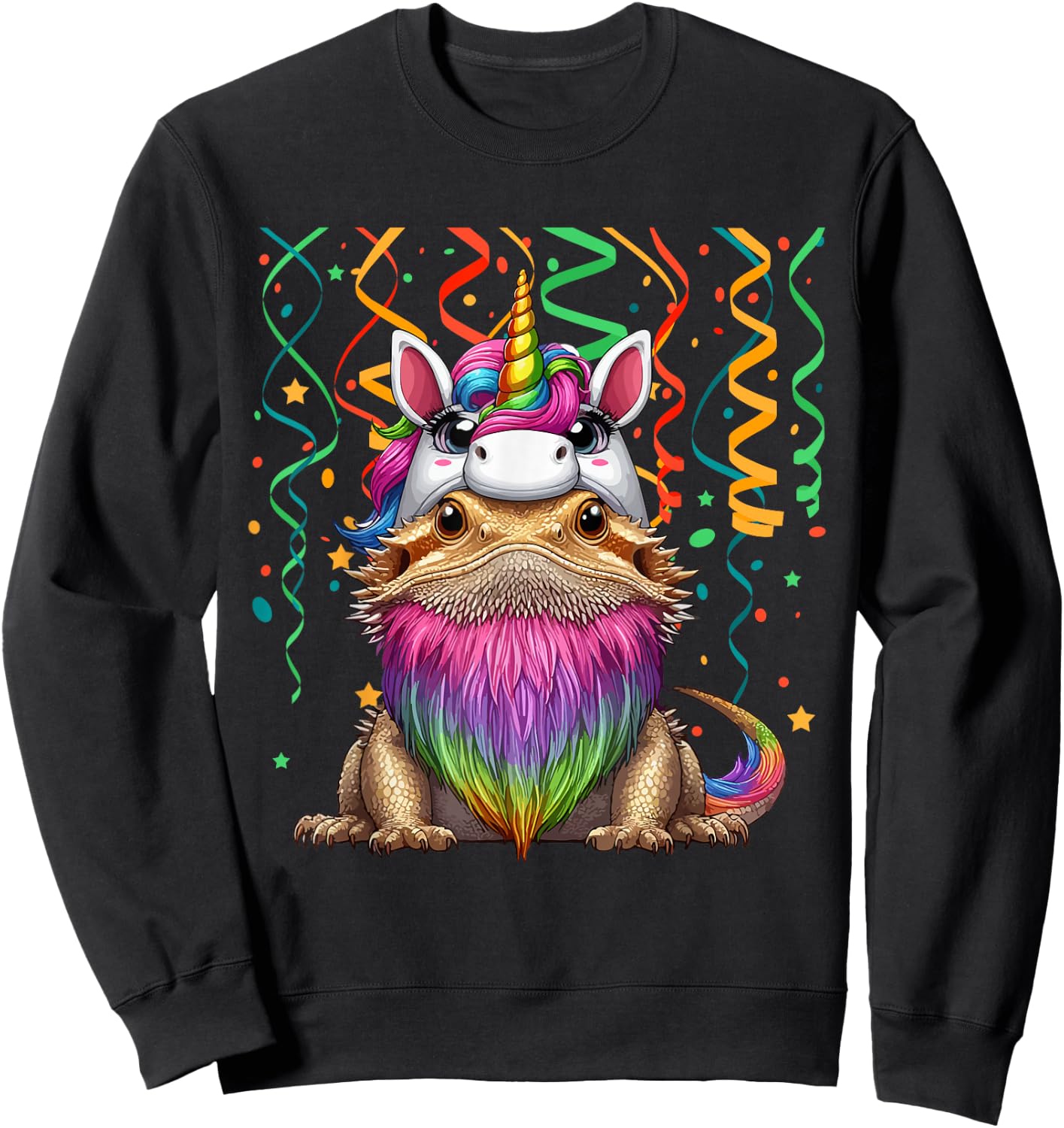Bearded Dragon Cosplay Coloful Unicorn Birthday Kids Toddler Sweatshirt - Sweatshirt | Black