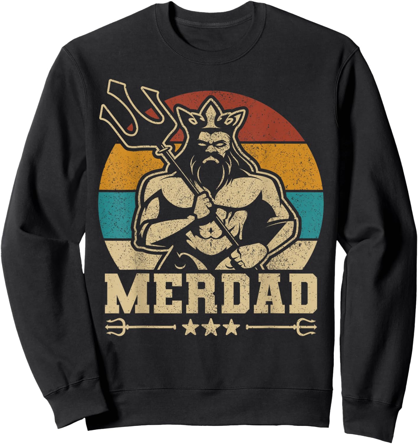Merdaddy Mermaid Dad Costume Merman Fathers Day Party Outfit Sweatshirt - Sweatshirt | Black