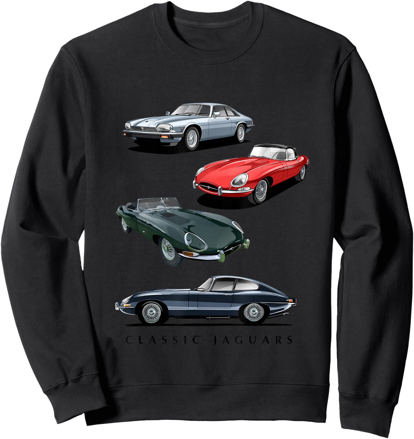 British Sports Cars - Classic Jaguars Sweatshirt - Sweatshirt | Black