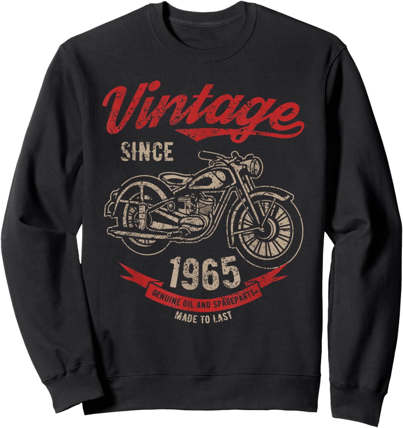 Vintage Since 1965 Birthday Gift Motorcycle Bike Sweatshirt - Sweatshirt | Black