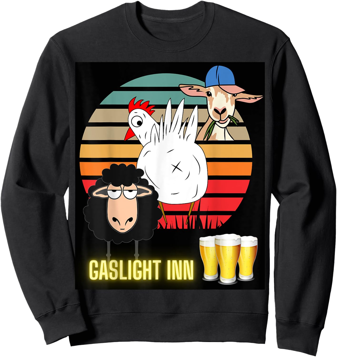 Funny Chicken Butt, Scapegoat & Blacksheep Go To A Beer Pub Sweatshirt - Sweatshirt | Black