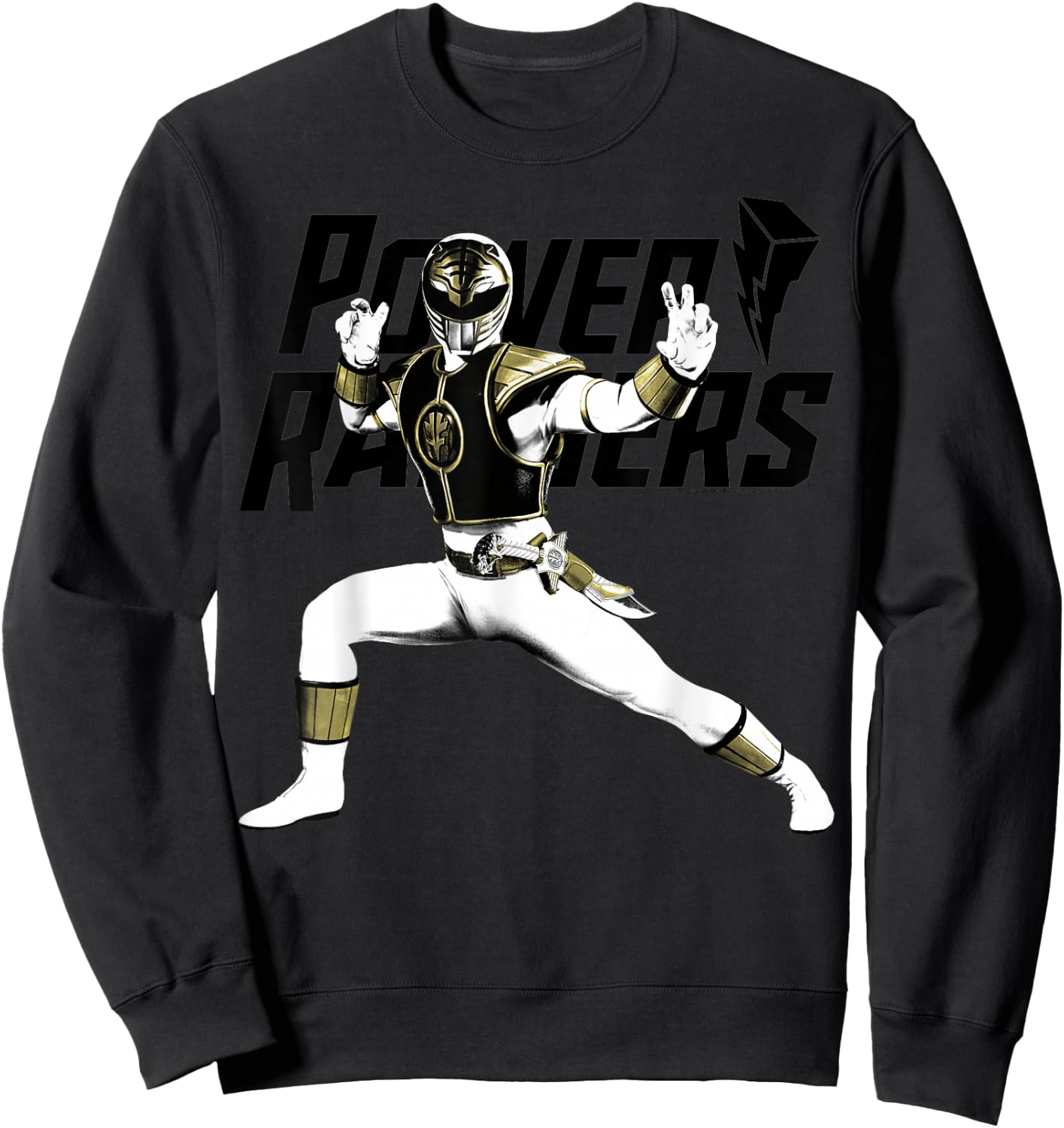 Power Rangers White Ranger Karate Action Pose Logo Sweatshirt - Sweatshirt | Black