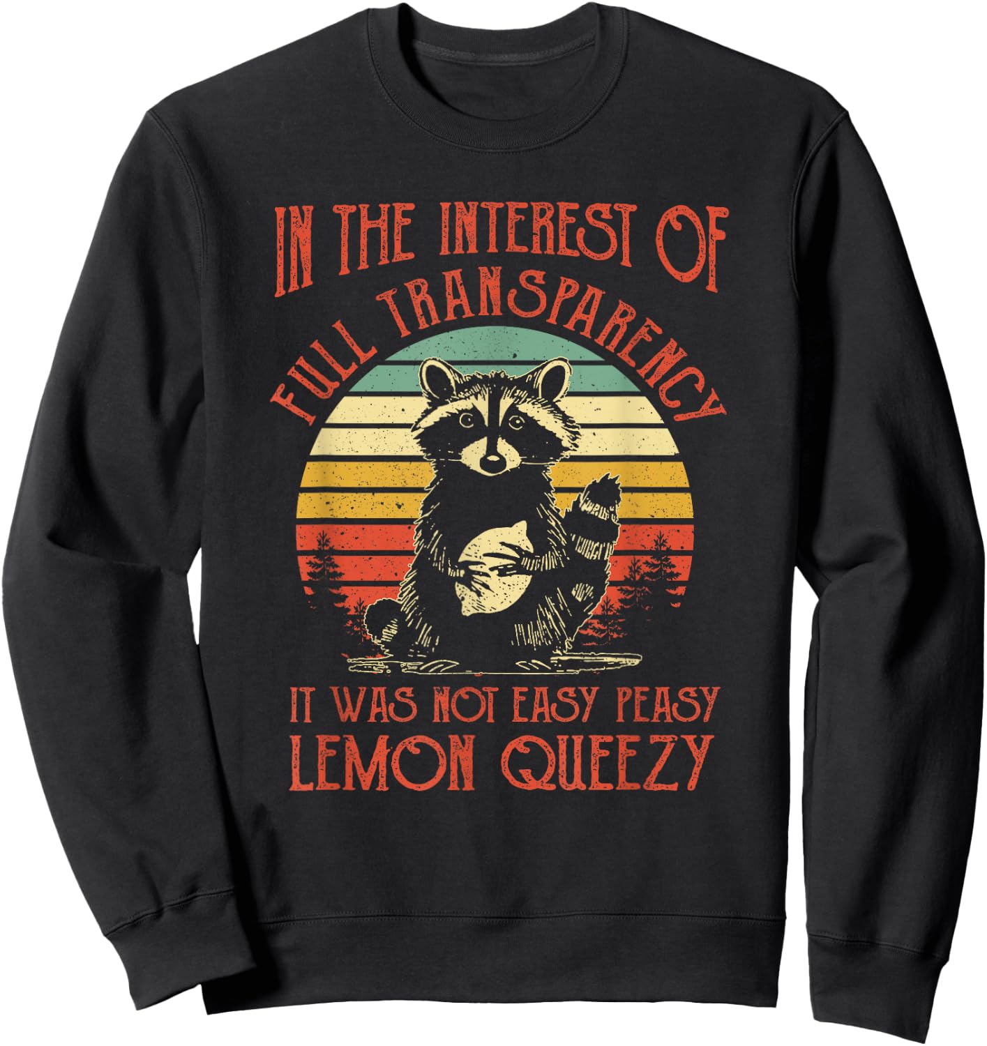 In The Interest of Full Transparency Funny Sarcastic Raccoon Sweatshirt - Sweatshirt | Black
